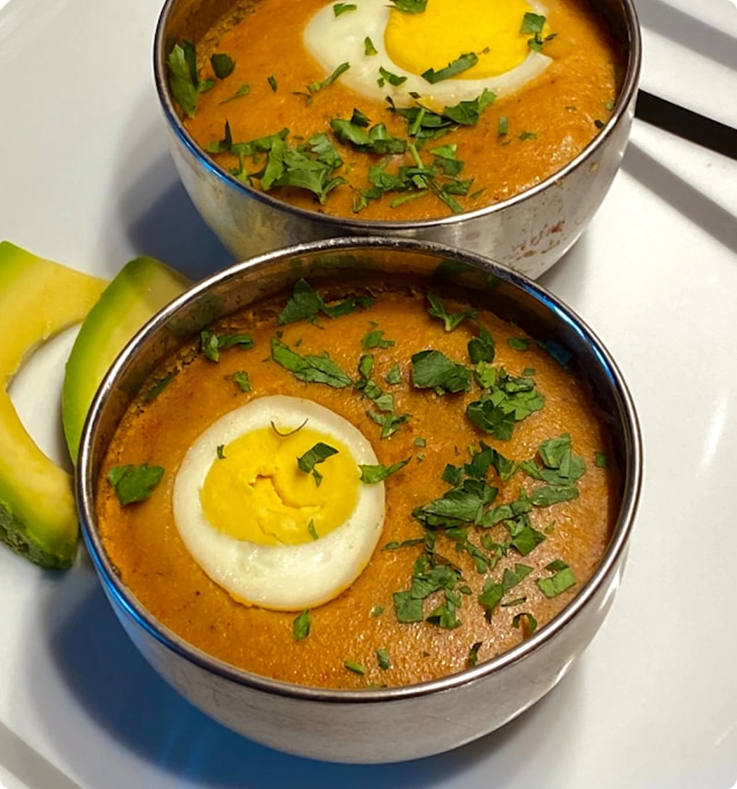 A local egg and soup meal