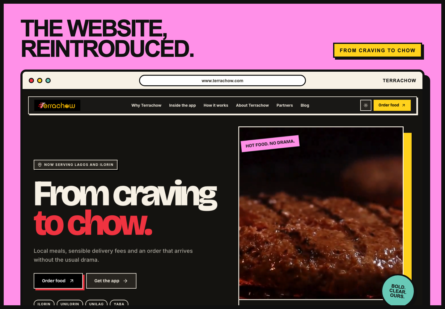 The redesigned Terrachow website presented inside a browser mockup
